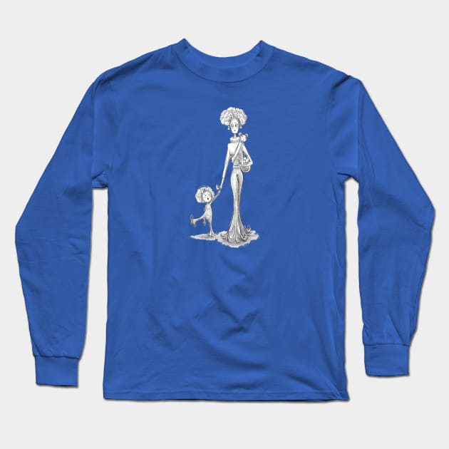 Mom having a walk Long Sleeve T-Shirt by painterming